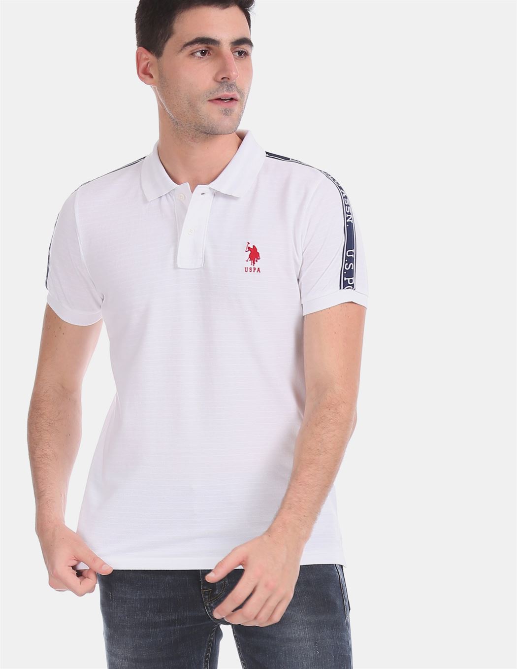U.S. Polo Assn. Men Casual Wear White  Polo Shirt